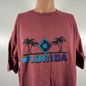 Vintage Florida T Shirt Mens Size 2XL Red Palm Trees Made In USA